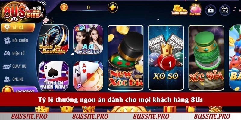 Tỷ lệ thưởng hấp dẫn tại 8US