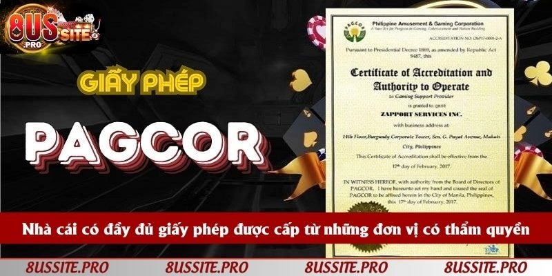 8US sở hữu đầy đủ giấy phép hợp pháp